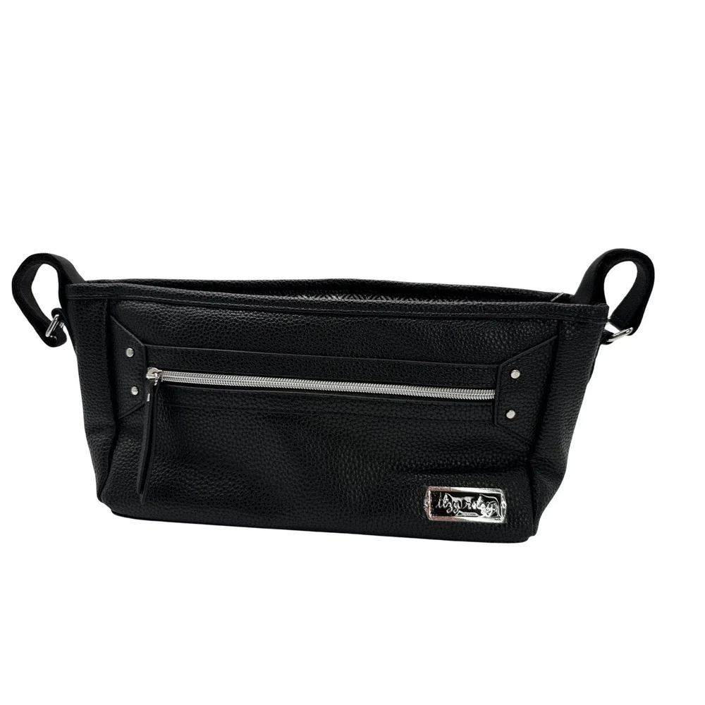 Itzy Ritzy Stroller Caddy Organizer OS Black Excellent Vegan Leather Pebbled
